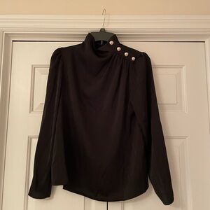Chic Black Button-Accent Women's Blouse